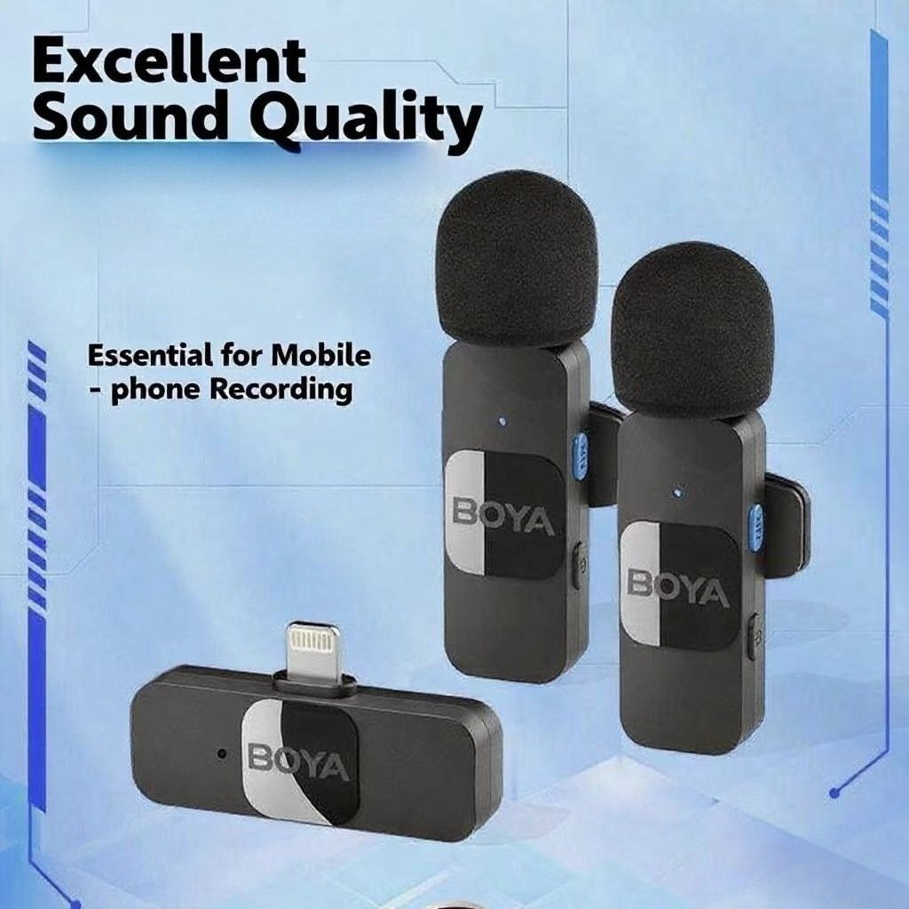 ไมโครโฟนไร้สาย BY-V20 One To Two Lavalier Clip-On Microphone BY-V1-BY-V2-BY-V10 ไมโครโฟนแบบติดคอจากจ