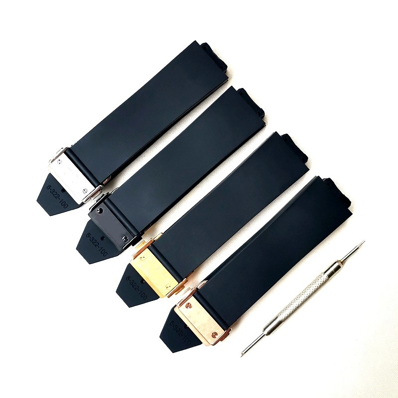 Compatible with Hublot Silicone Watch Strap HUBLOT Big Bang Smooth Black Rubber Wristband25*17mm PEF
