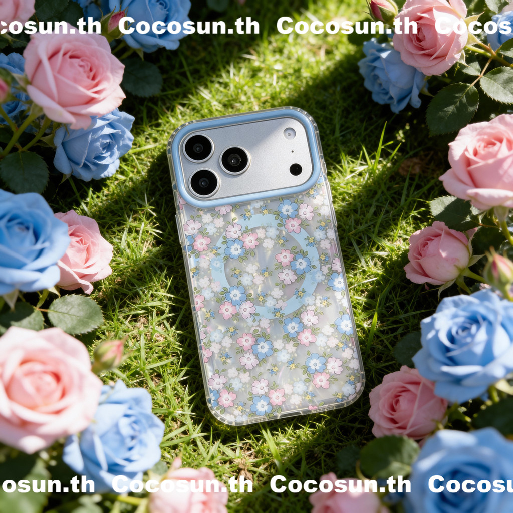 เคสโทรศัพท์ไอโฟน ลายดอกไม้หอยนางรม แม่เหล็ก เคสป้องกันโทรศัพท์ สำหรับ 17 Pro max 16 15 14
