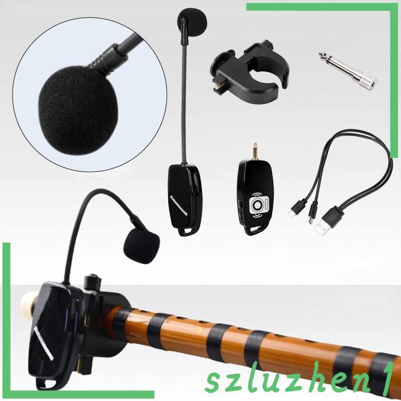 [Szluzhen1] ไมโครโฟนขลุ่ยไร้สายคลิปบนเครื่องมือไมโครโฟน 164ft Range สําหรับ Orchestra Show Performance Practice Band Piccolo