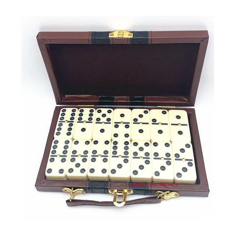 กล่องหนัง Domino Domino Double 6domino5010 Domino Nailed เมลามีน สีงาช้าง 28 แผ่น Double Six สินค้าข