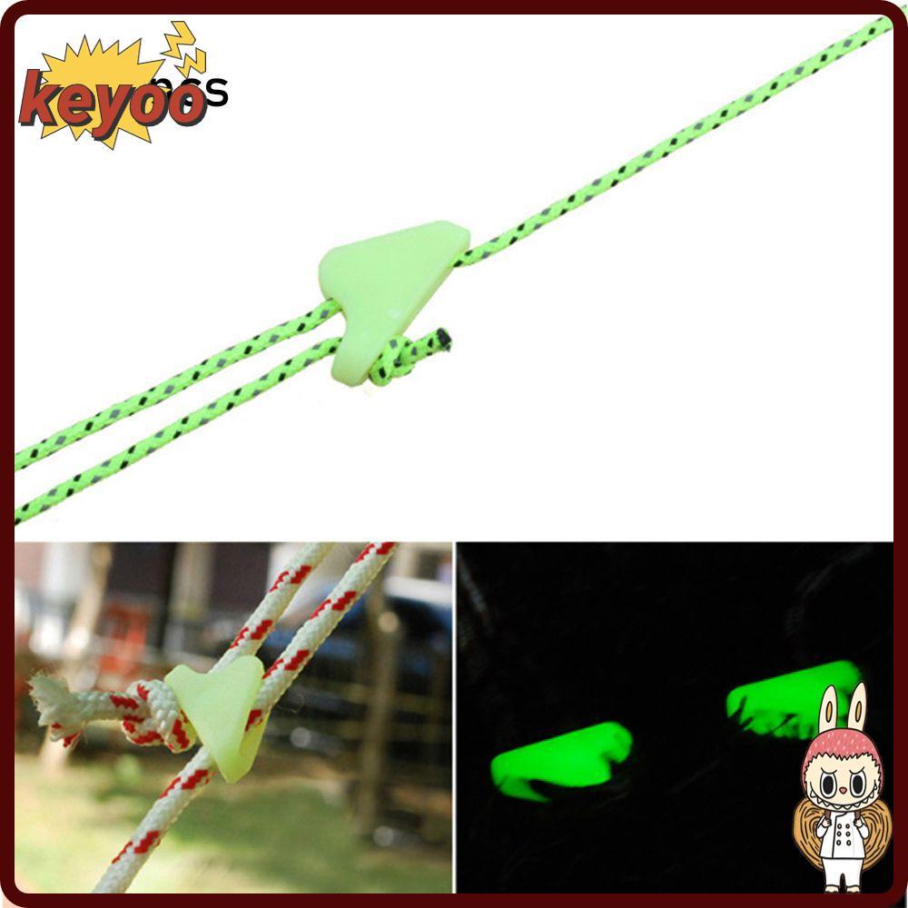 KEYOOL 5/10 ชิ้นเรืองแสงเชือก Stopper กันสาด Wigwam Adjuster Luminous เต็นท์กันสาดพลาสติกตะขอกระชับ