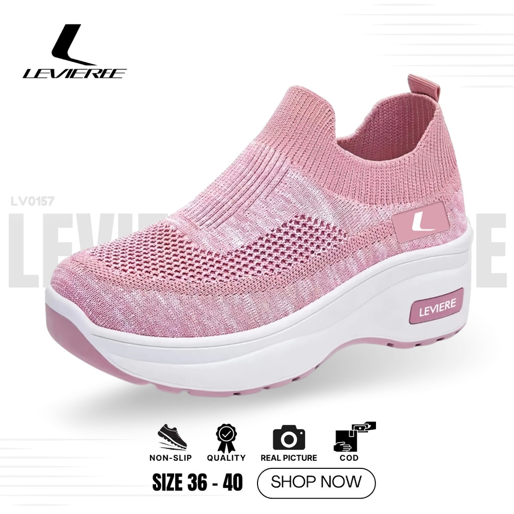 LVR Hyeri LV0157 รองเท้าผ้าใบส้นเตารีดผู้หญิง Leviere Motif ไม่มีกล่อง