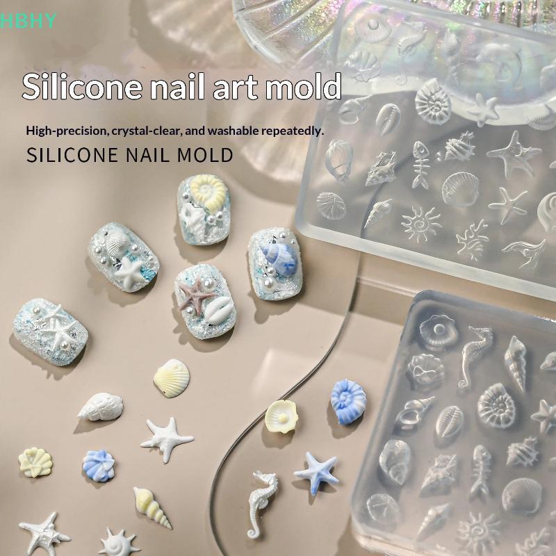 ซิลิโคนปลาดาวตกแต่งเล็บ แม่พิมพ์ 3D สําหรับทําเล็บ DIY ธีมมหาสมุทร