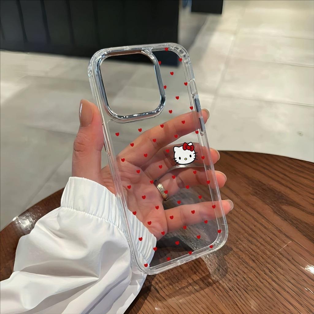 เคสไอโฟน เคส iPhone 17/17 Pro/17 Pro Max 16 15 14 13 12 11 8 7 Plus แบบใส – ลายจุดโป้ต HelloKitty น่ารักสุดๆ