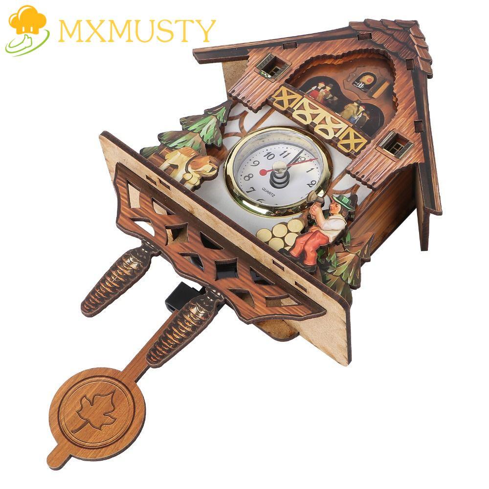 MXMUSTY ไม้ลูกตุ้มนาฬิกา Vintage, Vintage เงียบไม้นาฬิกาแขวน, Art Craft ไม้ 3D Chiming รูปแบบที่สมจริง 3D Chiming นาฬิกา Wall Decor