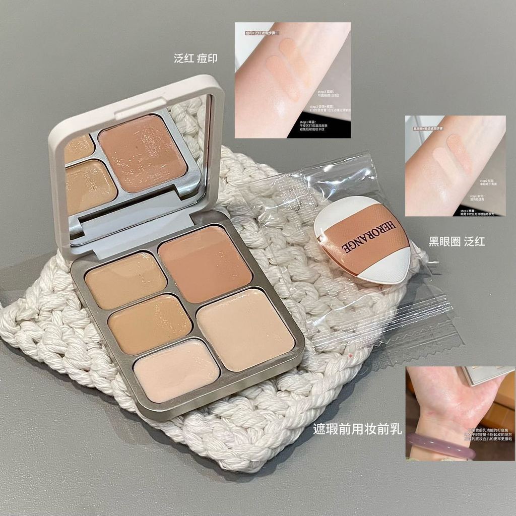 HERORANGE HERORANGE คอนซีลเลอร์ Palette Moisturizing ที่ละเอียดอ่อนปกปิดรอยสิว Dark Circles Brighten