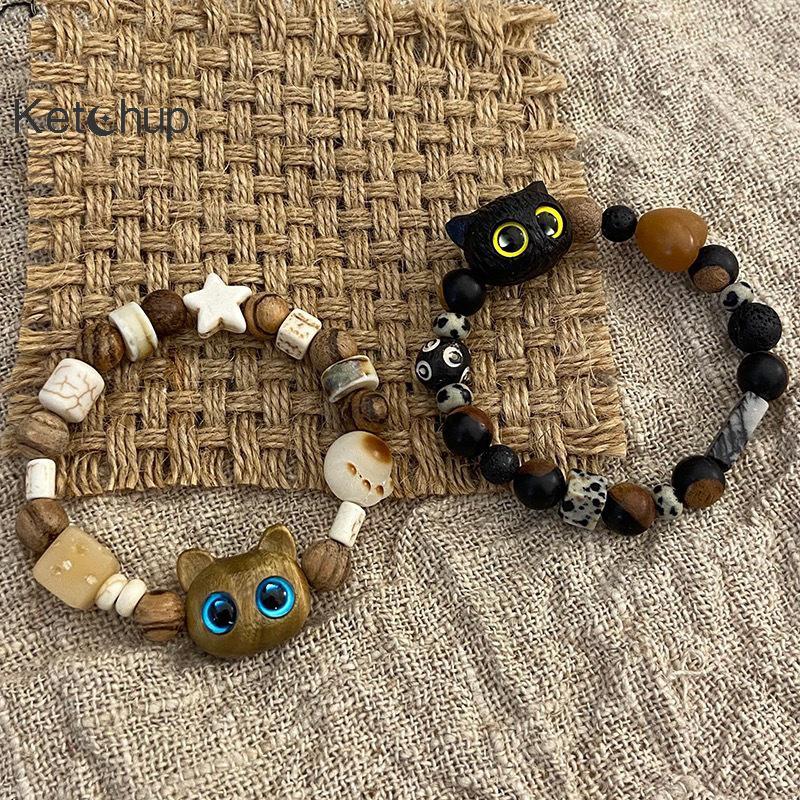 [Ktchup-t] ใหม่น่ารัก Little Bla Cat สร้อยข้อมือผู้หญิงผู้ชายแฟชั่นตลกการ์ตูนสัตว์สร้อยข้อมือลูกปัดอินเทรนด์คู่เพื่อนเครื่องประดับของขวัญ Nice