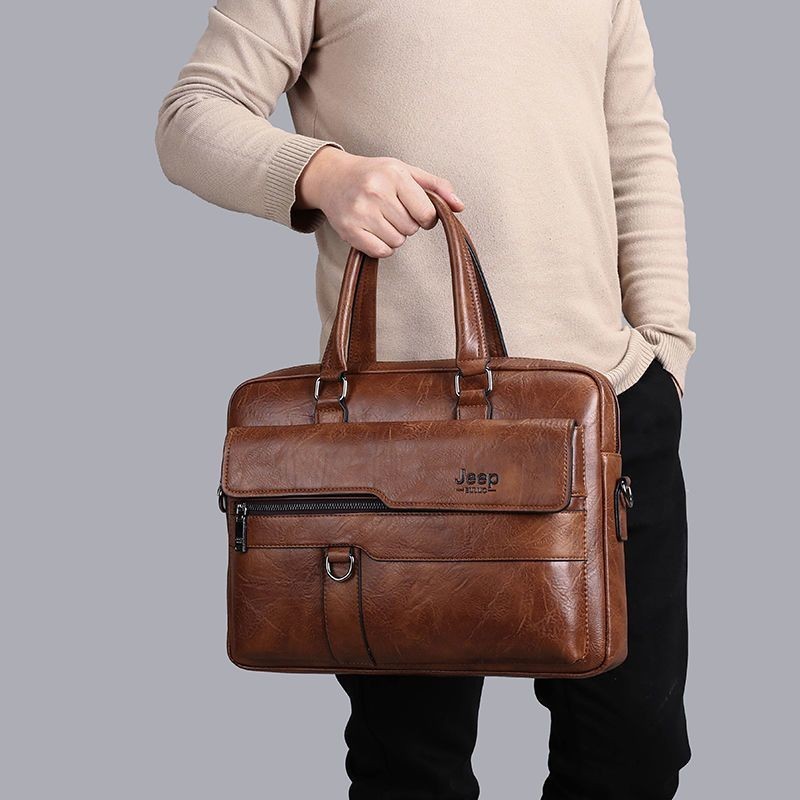 2026 Supreme All PU Leather Handbag Messenger Bag Computer Briefcase Saving Strong Practicality 4.7