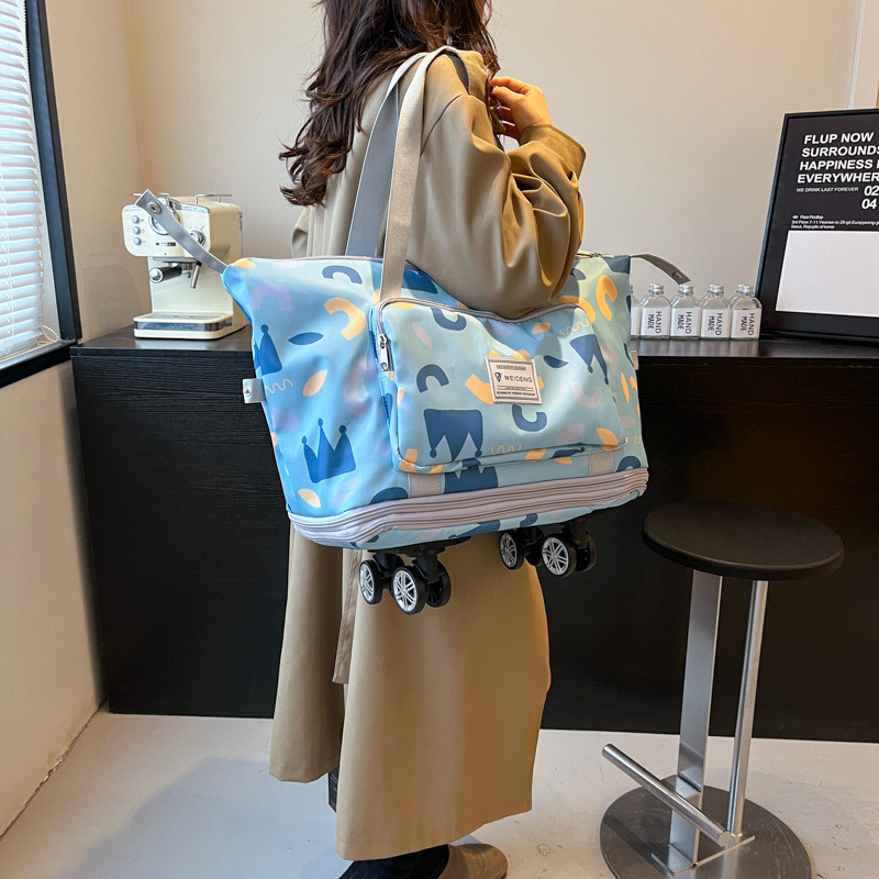 Temu Gym Bag ขนาดใหญ่-ความจุ Universal ล้อขยายได้กระเป๋าเดินทางสั้น-รบกวนกระเป๋าเดินทางรอกระเป๋ามัลต