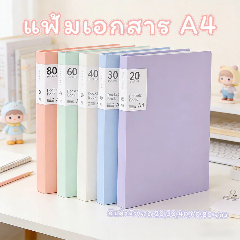 💧แฟ้มเอกสาร a4 กันน้ำ 40/60ช่อง แบ่งชั้นชัดเจน เก็บเอกสาร ใบสำคัญ สัญญา แฟ้ม File Display Book