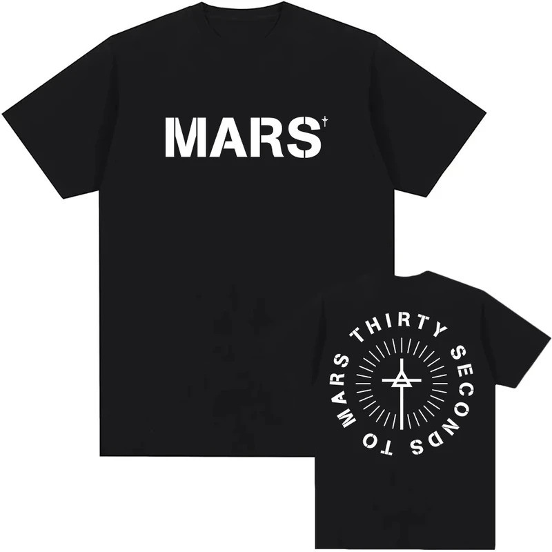 เสื้อยืด 30STM Distressed Logo Rock Band Thirty Seconds To Mars ผ้าฝ้าย แฟชั่น แขนสั้น เสื้อยืดลำลอง