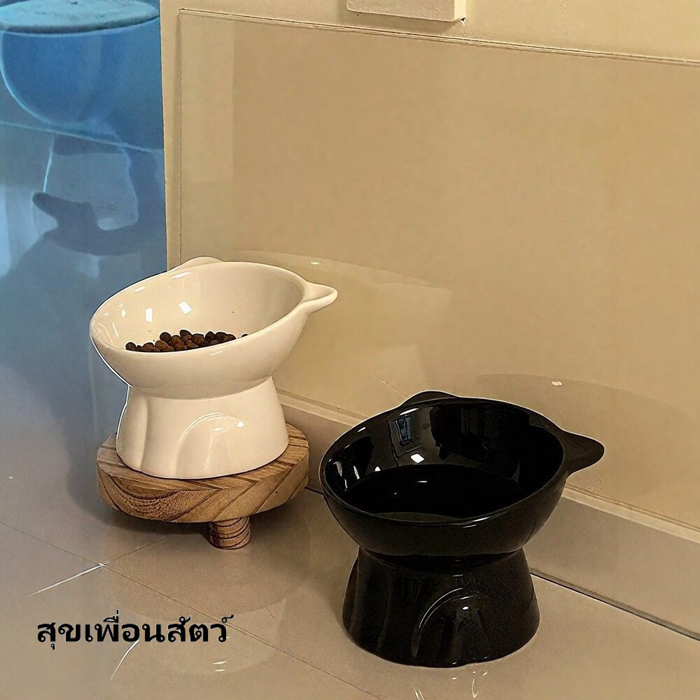 ชามอาหารแมว สูงเอียง กันลื่น กันโค่น ปกป้องคอ ชามน้ำสำหรับสัตว์เลี้ยง 🐱🥣ใช้งานง่าย สะอาดถูกสุขอนามัย พร้อมส่ง ส่งไวมาก！