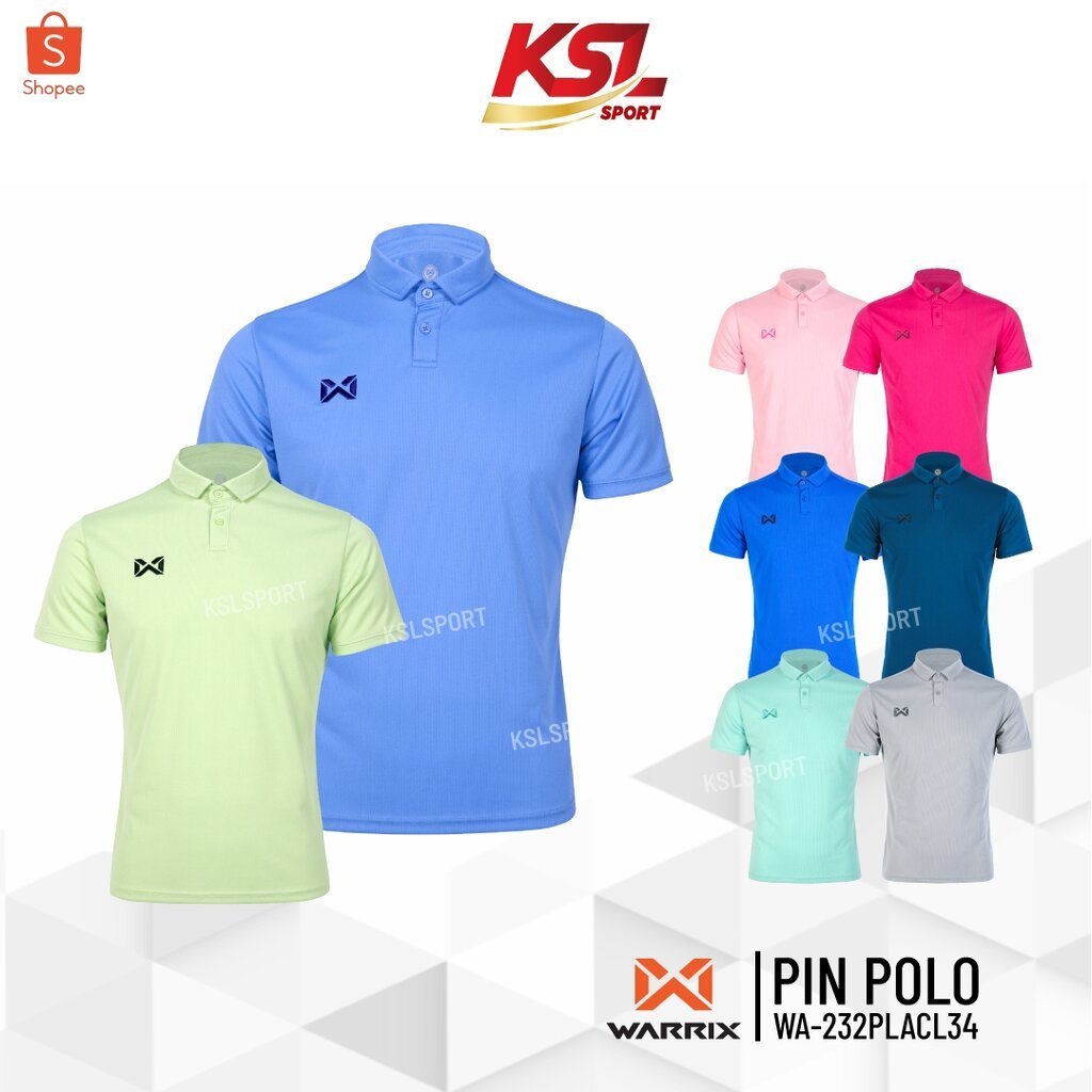 WARRIX รุ่น PIN เสื้อโปโล วอริกซ์ คอปก (WA-232PLACL34) สีพาสเทล น้ำเงิน/กรมท่า/ชมพู/บานเย็น/เขียว