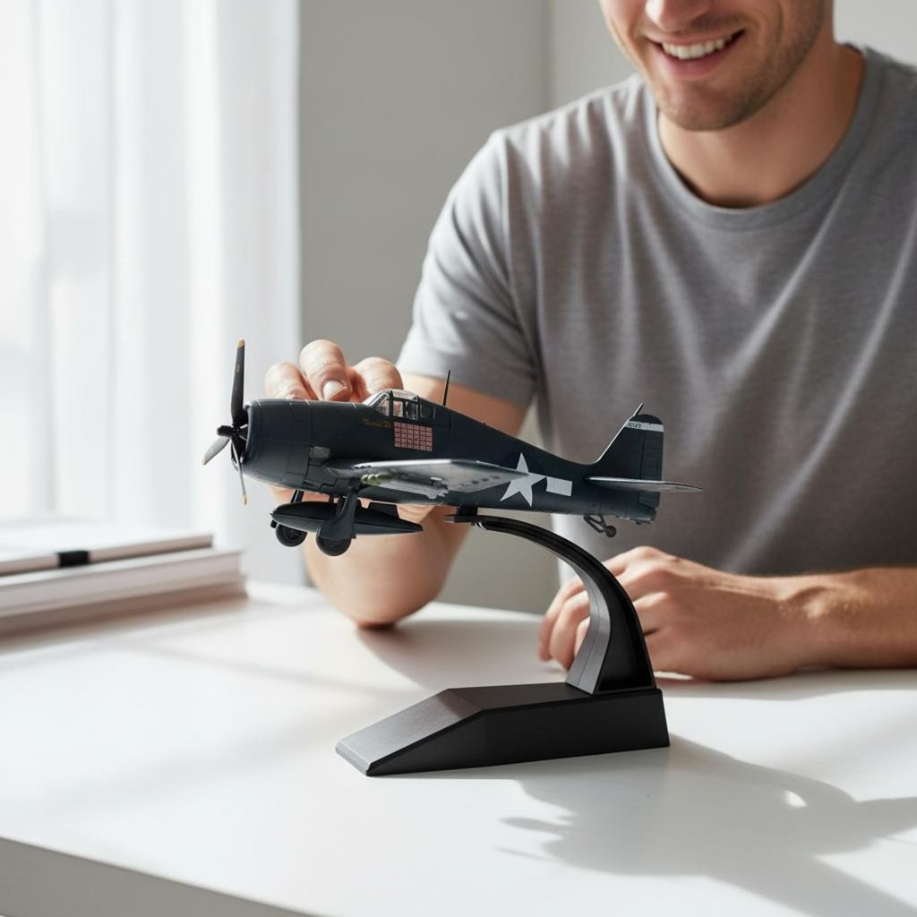 พร้อมแสดง 1/72 Scale F6F Hellcat รุ่นรายละเอียดที่สมจริง United States Navy Fighter Plane 360° ขาตั้