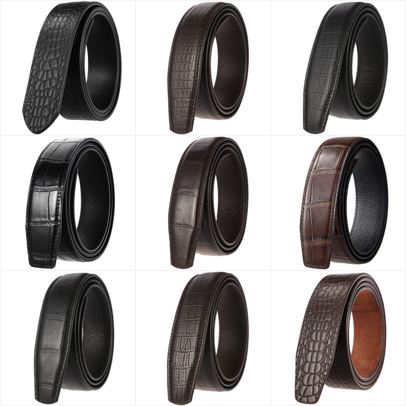 เข็มขัดหนังวัวลายจระเข้ พร้อมหัวกระดุมอัตโนมัติ รุ่น LY35-0010
