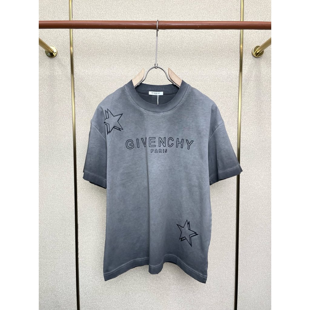 GIV * ENCHY Givenchy-สไตล์ใหม่ 6XL คลาสสิกรอบคอแขนสั้นเสื้อยืดผู้ชายผู้หญิงสไตล์ขนาดใหญ่ Raglan แขนห