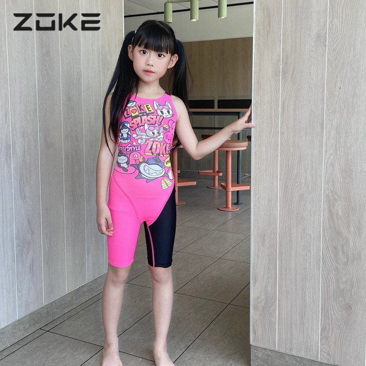 ZOKE ชุดว่ายน้ำเด็กผู้หญิง ผิวนุ่ม ยืดหยุ่น.UPF50+ เหมาะสำหรับทั้งการฝึกว่ายน้ำและการแข่งขัน แห้งไว ป้องกันแสงแดด