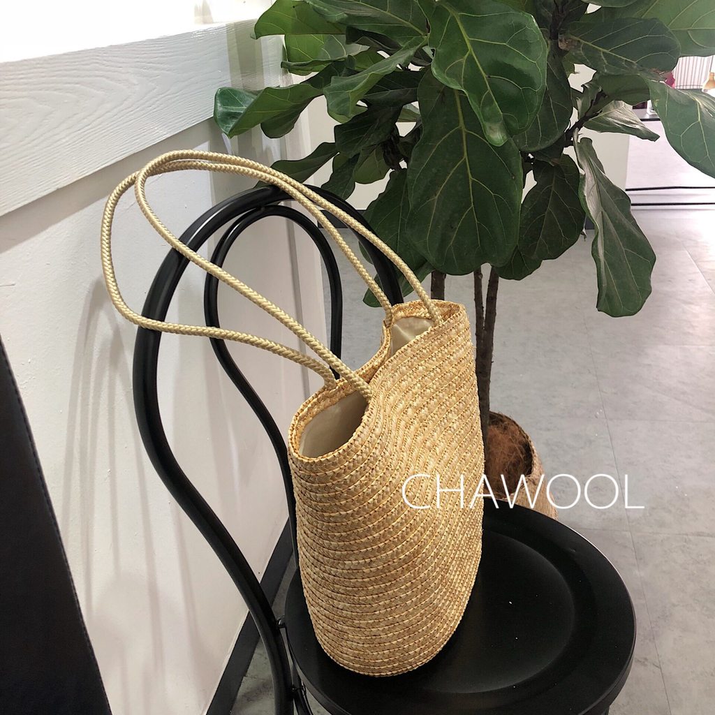CHAWOOL Seaside Vacation Handmade Beach Straw Bag