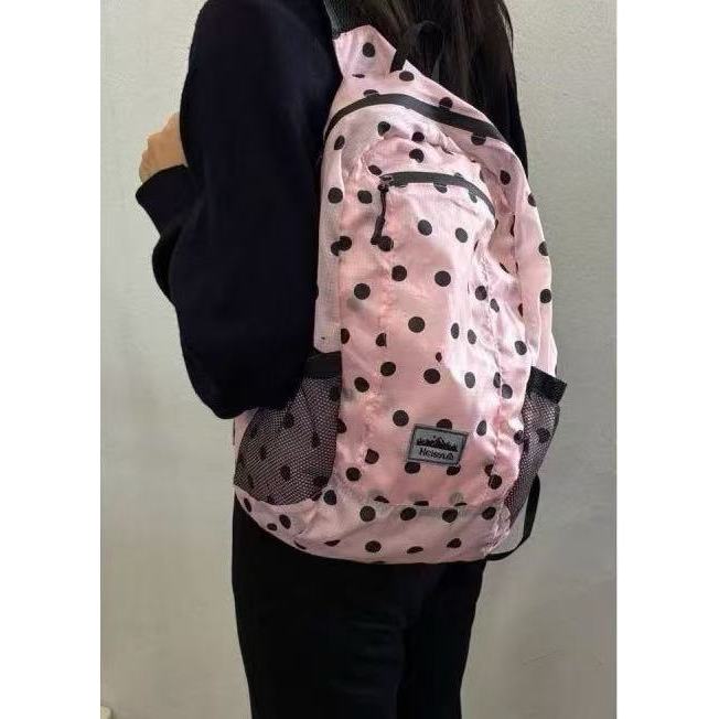 Korea heisan2026 Nylon Lightweight Polka Dot กระเป๋าเป้สไตล์เกาหลี