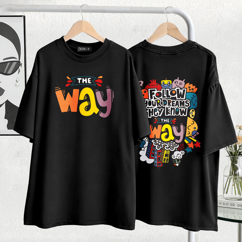 Basi เสื้อแฟชั่น เสื้อยืด oversize ผ้าฝ้าย100% แนวสตรีท ไม่ต้องรีดผ้า สวมใส่สบาย ผ้านิ่ม  ลาย  “THE WAY” – โปรปัง