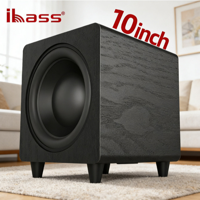 ซับวูฟเฟอร์แบบแอคทีฟ iBass ขนาด 10 นิ้ว กำลังขับ 300 วัตต์ พร้อมช่องต่อ RCA สำหรับอินพุต/เอาต์พุต