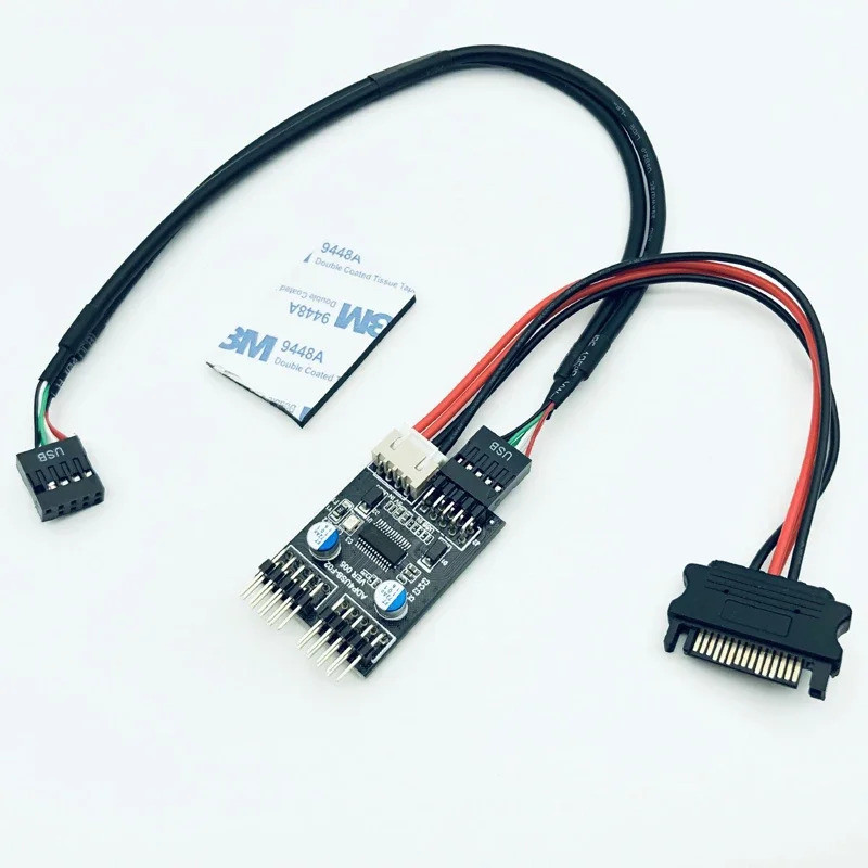 ใหม่ USB HUB USB2.0 9pin Connector อะแดปเตอร์ 9Pin USB Header 1 ถึง 2 การ์ดเดสก์ท็อป 9 พิน SATA สายไ