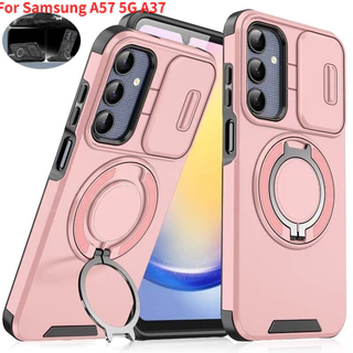 SAMSUNG เคสโทรศัพท์สําหรับSamsung Galaxy A57 A37 A17 A37 A27 A36 A26 A16 A55 A15 A56 LTE 4G 5Gเกราะกันกระแทกสไลด์Pushดึงเลนส์ป้องกันโทรศัพท์ปลอก 360 แหวนขาตั้งวงเล็บปกหลัง