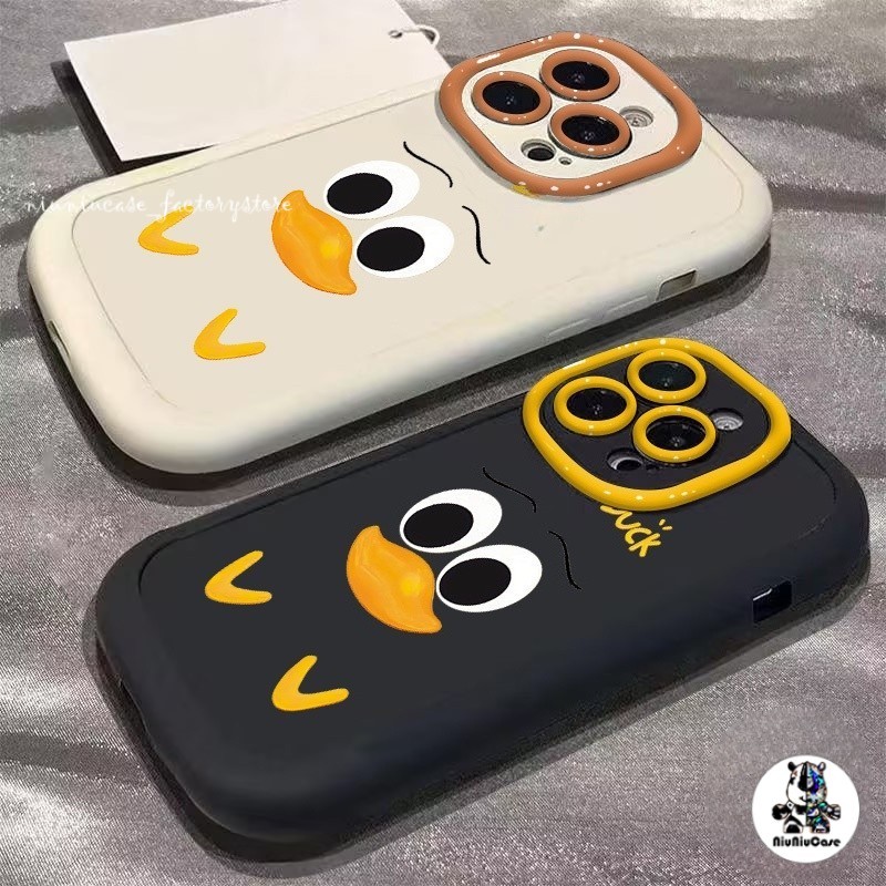 การ์ตูนน่ารักขนาดเล็กเป็ดใหญ่ตาดูเดิล เคส For Iphone 17 16 15 14 13 12 11 Pro Max 7 8 16 Plus เคสไอโฟน13 Lanyard +Case