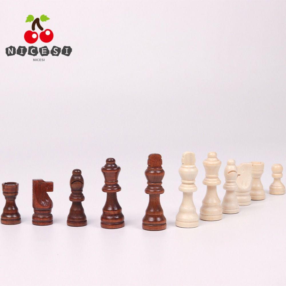 NICESI Wood Chessmen, Chess Pieces Only No Board Wood Wood Wood Wooden Chess Games, 32 Pies Chess Ga