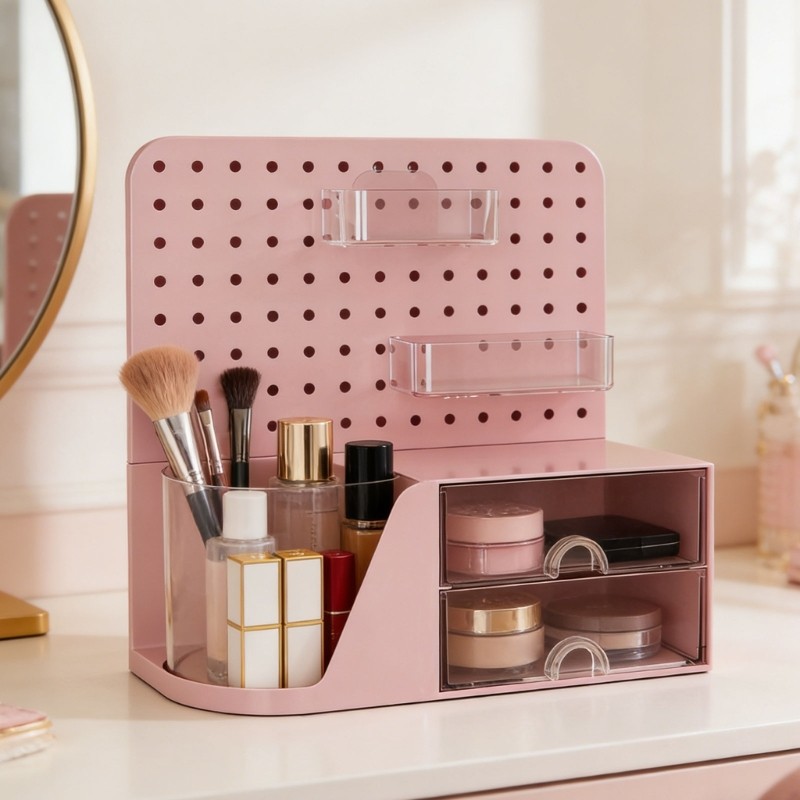 ดี ออร์แกนเดสก์ท็อปความจุขนาดใหญ่พร้อมกล่องปากกาหมุนและ Pegboard ที่ถอดออกได้