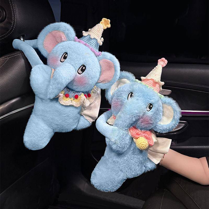 Plush Elephant Tissue Box High Sense Co-Pilot Position Car Tissue Box Hanging xt7v