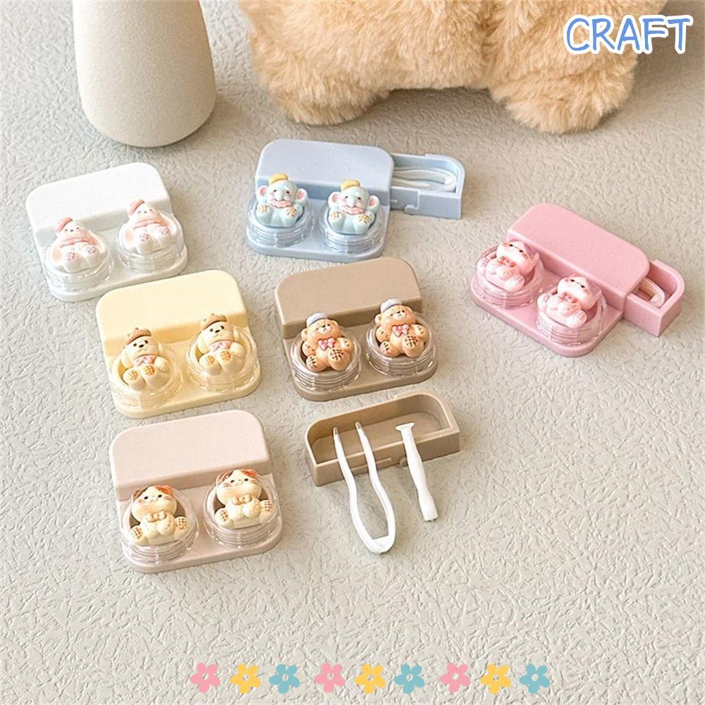 ICRAFT คอนแทคเลนส์ กล่องเก็บคอนแทคเลนส์ABS การ์ตูน พกพาสะดวก มาพร้อมแหนบ และช่องเก็บแบบลิ้นชัก