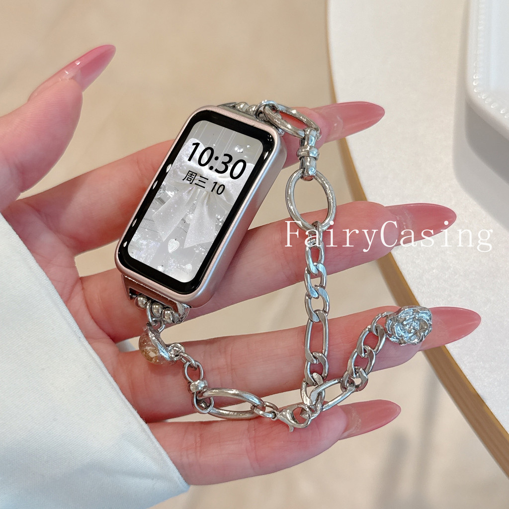 สายรัดบางเหมาะสําหรับ หัวเว่ย วงดนตรี 11 10 9 8 สร้อยข้อมือสําหรับนาฬิกา หัวเว่ย พอดี 3 4 มือโปร โซ่กุหลาบหัวเข็มขัดข้อม