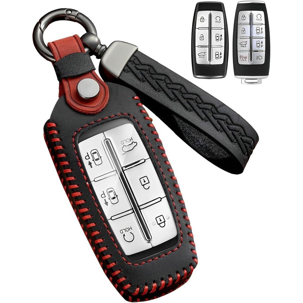 สําหรับ Genesis Key Fob ฝาครอบหนังกุญแจรถ Protector พวงกุญแจสมาร์ท Key Fob สําหรับ G70 G80 G90 GV70 