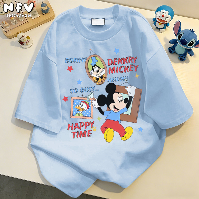 【จัดส่งตลอด 24 ชั่วโมง】NFV ลำลองแมทช์ลุคง่าย✨แฟชั่นเกาหลี Mickey Mouse สะดวกสบาย ผ้าหนายับยากรีดง่าย YG5385
