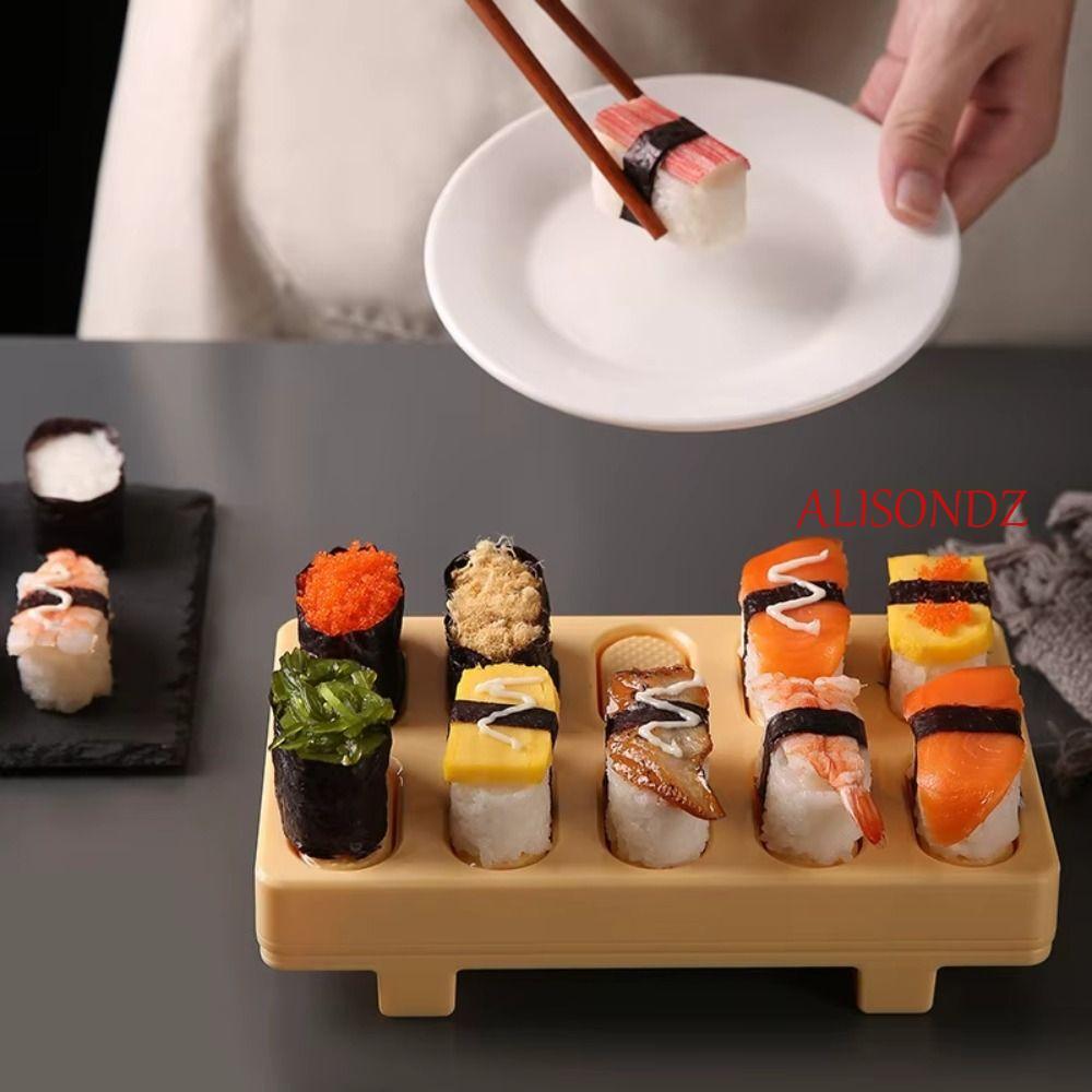 ALISONDZ DIY Sushi Maker Kit,รูปสี่เหลี่ยมผืนผ้า Nonstick Sushi Rice Ballแม่พิมพ์,Creative 10 ตารางR