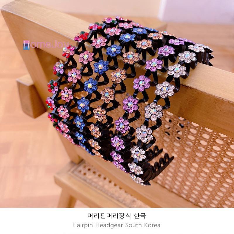 [HomeJoy-t] Pearl Rhinestone Child s Non Slip Elastic Hairbands แฟชั่นดอกไม้ผม Hoop Bands สําหรับวันหยุดฉลอง