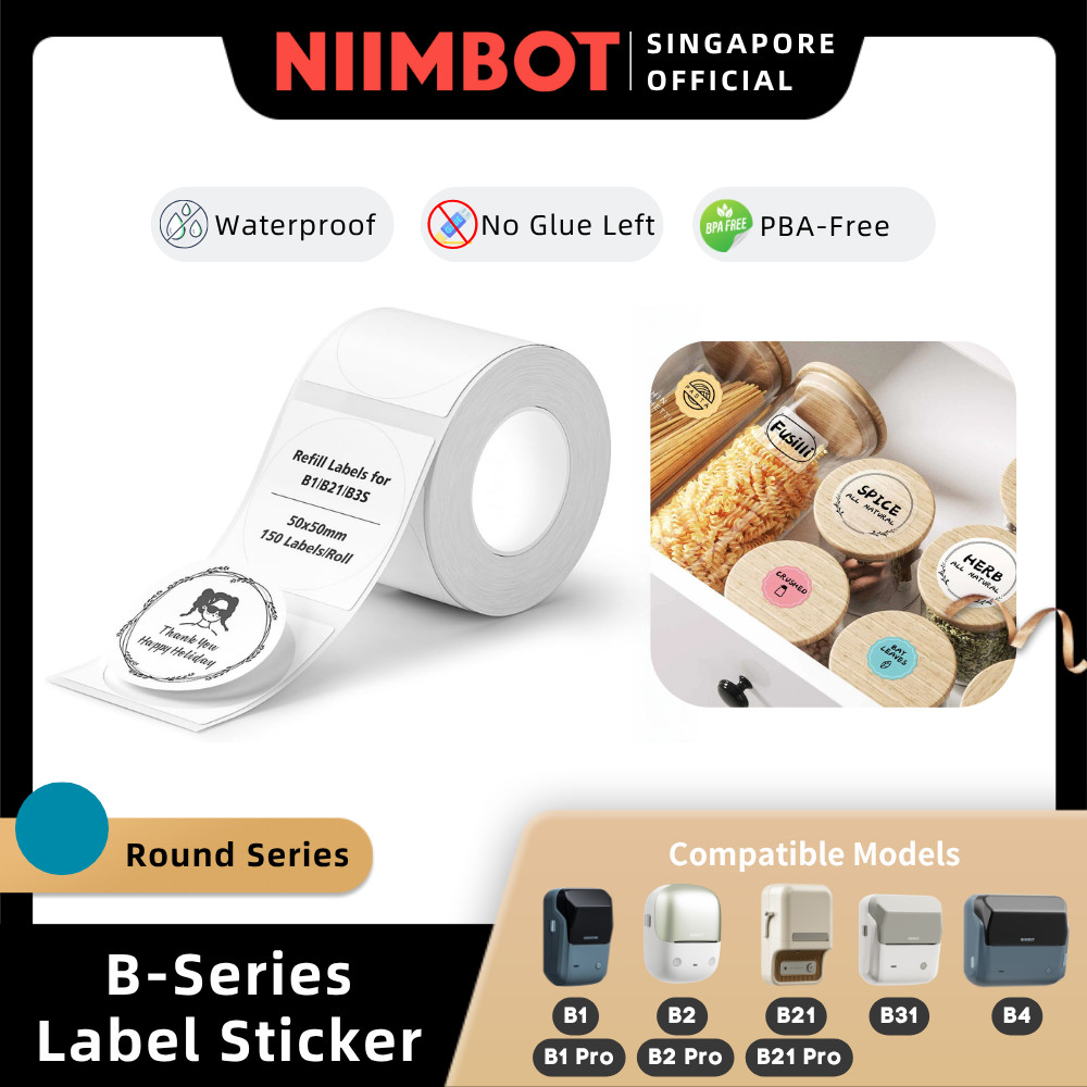 NIIMBOT รอบฉลากสติกเกอร์สําหรับ B1 B2 B21 B1 Pro B2 Pro B21 Pro B31 B4 ความร้อนกันน้ําวงกลมเทปขายปลี