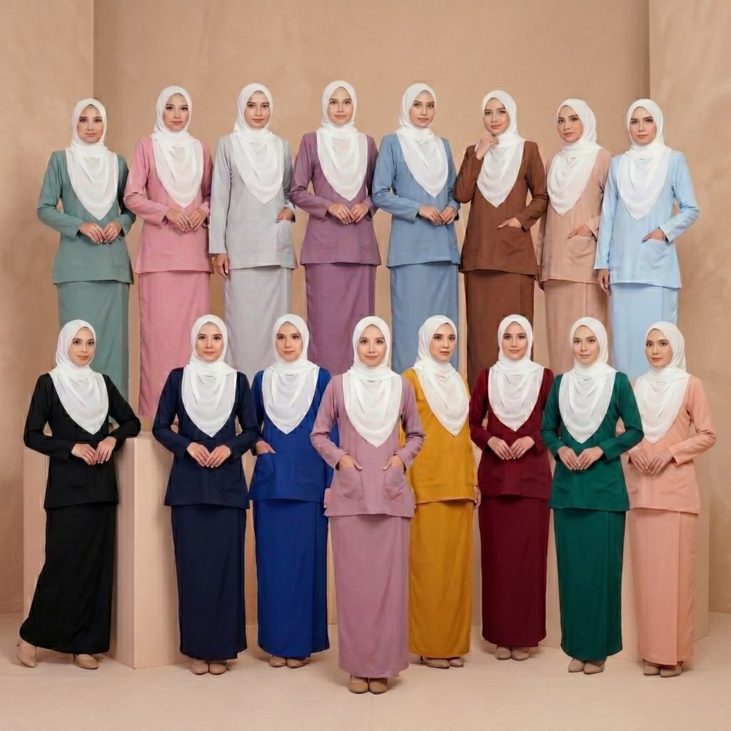 ZETTY KURUNG KEDAH POKET 16 สีร้อน [BAJU KURUNG KEDAH POKET IRONLESS] BAJU KURUNG PLAIN EMPTY