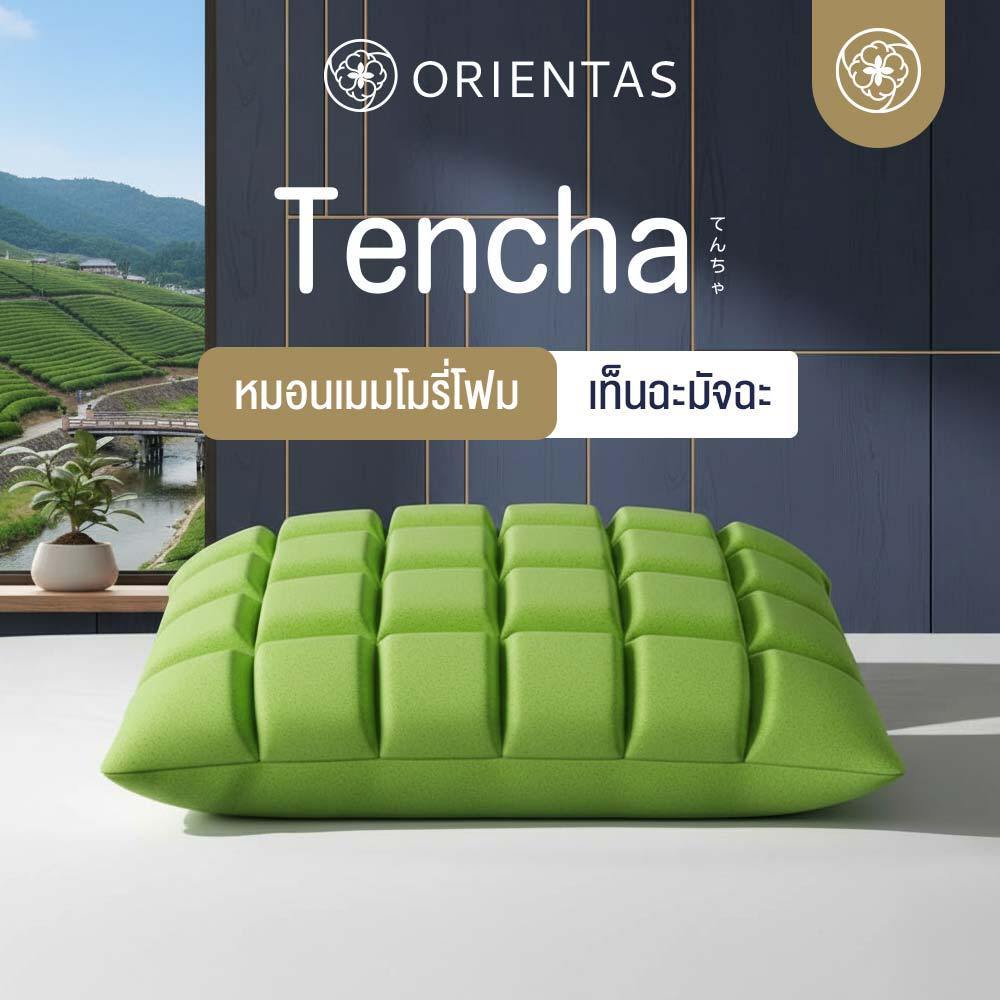 Orientas หมอนเต๋าสลบเหมือด Tencha เมมโมรี่โฟม หมอนสุขภาพ มัจฉะชาเขียว หลับง่าย หลับสนิท ลดปวดลดกรน