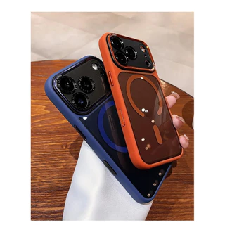 หรูหราแม่เหล็กโปร่งใสเคสโทรศัพท์สําหรับiPhone 11 12 13 14 15 16 17 Pro Max Plus Airกันชนแม่เหล็กกันกระแทกกรณีฝาครอบโทรศัพท์