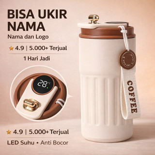 BISA UKIR NAMA – Tumbler LED Suhu 450ml Stainless 316 Anti Bocor | Cocok Kado Premium