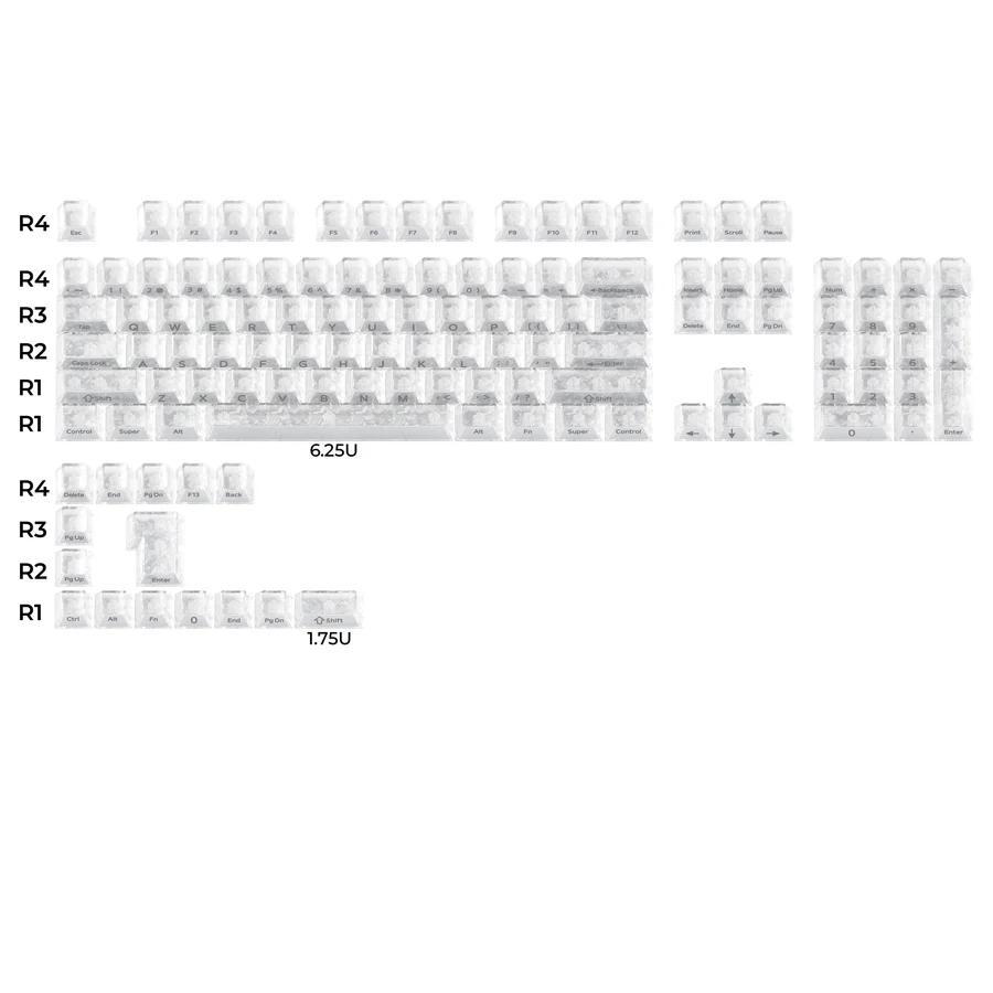 XVX Forged Carbon-Look Clear Base Kit Keycaps Cherry Side Profile Dye sub PC Keycap 119-Keys