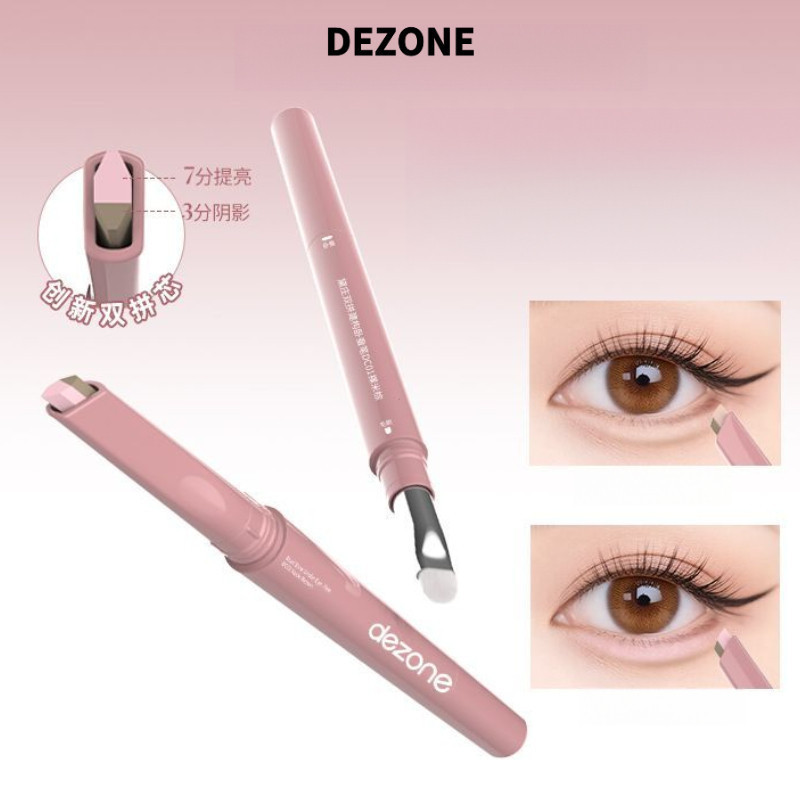 DEZONE Lie Down Silkworm ปากกากระจ่างใสเงา 2-In-1 กันน้ําธรรมชาติ Brighten Stereoscopic แบบพกพา Multi-Functional Lie Down Silkworm ปากกา
