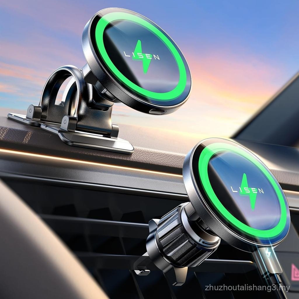 LISENfor15W MagSafe Car Charger, MagSafe Charger, Wireless Car Charger, Magnetic Car Phone Holder, C