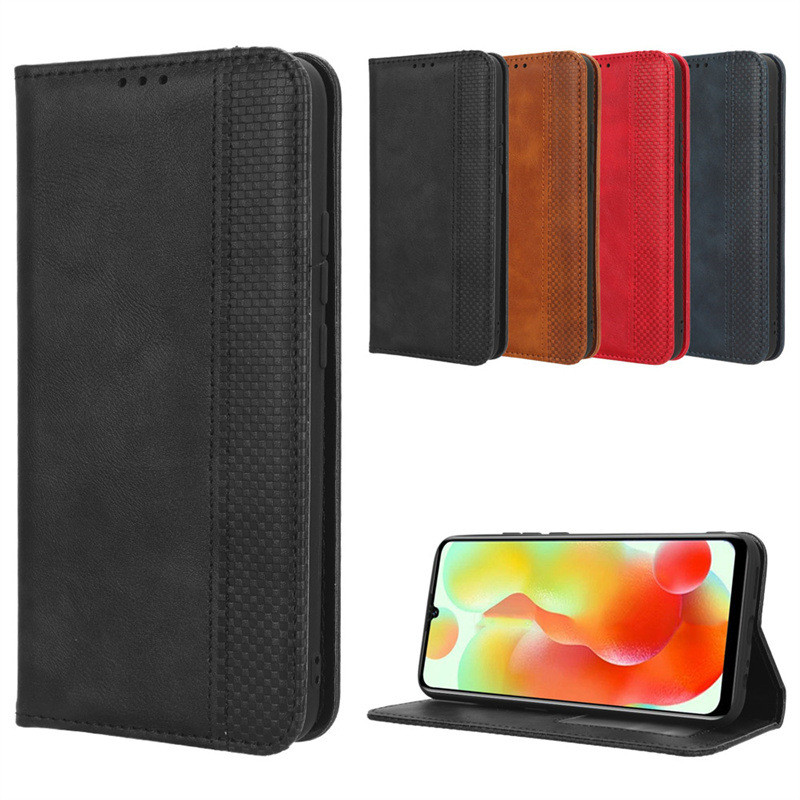 เหมาะสําหรับ Oukitel C22 เคสโทรศัพท์การ์ด Oukitel C33 โทรศัพท์หนังกรณีแม่เหล็กพลิก Retro รูปแบบป้องก
