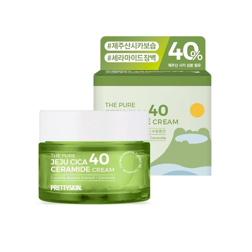 PRETTYSKIN Centella Asiatica 40% Gel Cream–มอยเจอร์ไรเซอร์ใบหน้าเกาหลีพร้อมกรดไฮยาลูโรนิก, Ceramide 
