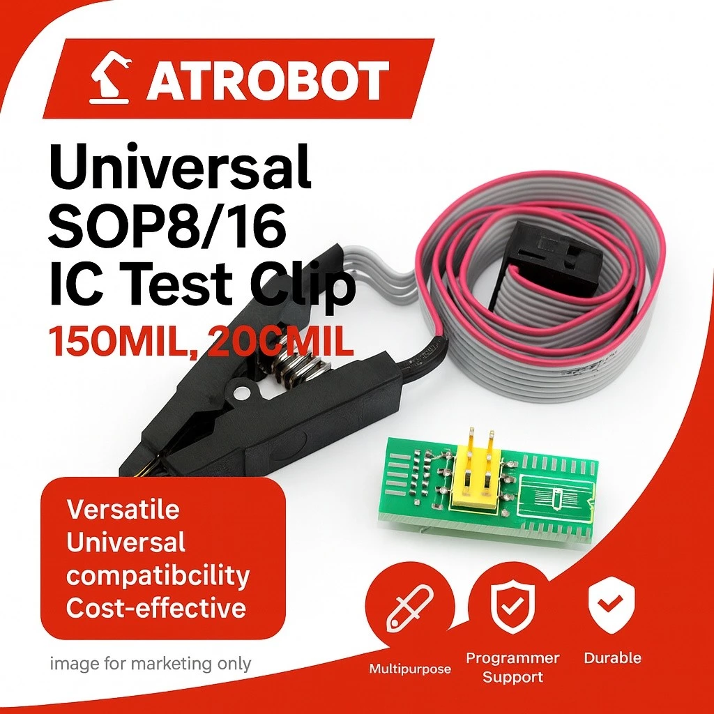 SOP8/16 IC Test Clip 1.27mm (Clamp+Wire+Plug, 1/2 Plugs, SOP8/16 Clip) รองรับ CH341A โปรแกรมเมอร์