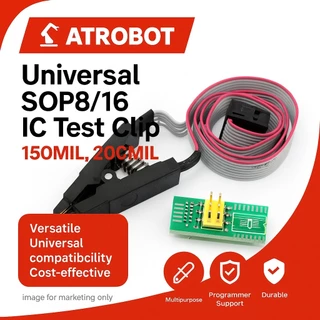 SOP8/16 IC Test Clip 1.27mm (Clamp+Wire+Plug, 1/2 Plugs, SOP8/16 Clip) รองรับ CH341A โปรแกรมเมอร์